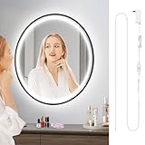 Lamomo LED Vanity Mirror Lights, Hollywood Waterproof Makeup Light for Bathroom, 6.56FT/2M 6000K Dimmable 12V Strip Lights Mirror Lighting for Makeup Vanity Table (Mirror Not Included), White