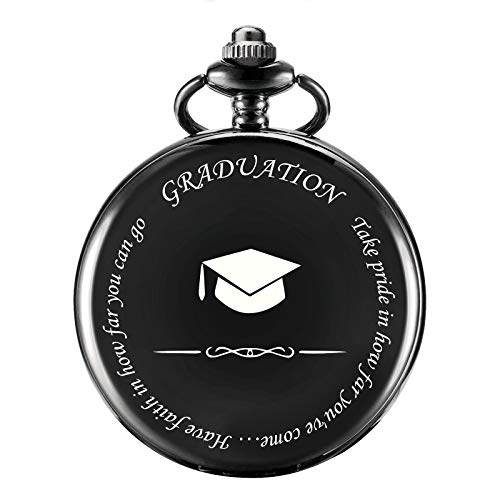 Montre de poche rétro gravée avec finitions noires mates de qualité