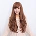 Women's Long Hair Wig Long Wavy Cosplay Hair With Oblique Bangs(brown)