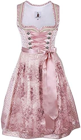 TrendiMax Trachten Damen Dirndl Midi Dirndlkleid Tachtenkleid für Oktoberfest mit Spitzenschürze 34-48