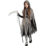 Spooktacular Creations Disfraz De Niña Grim Reaper Con Guantes Y Medias Que Brillan En La Oscuridad,Disfraz De Halloween...
