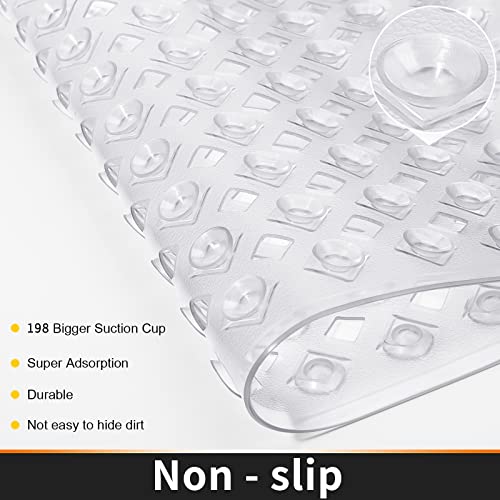 Yimobra Original Bath Tub And Shower Mat 27.5 X 15.5 Inches, Non-Slip With Drain Holes, Suction Cups, Machine Washable, Phthalate Free, No Latex, No Bpa, Clear #TOP1