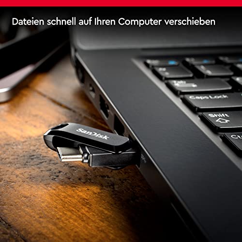 SanDisk Ultra Dual Drive Go USB Type-C 256 GB (Android Smartphone Speicher, USB Type-C-Anschluss, 150 MB/s Lesegeschwindigkeit, Nutzung als Schlüsselanhänger möglich)