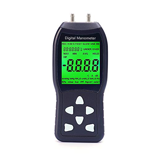 Digital Manometer, Professional Air Pressure Meter, Differential Pressure Gauge HVAC Gas Pressure Tester
