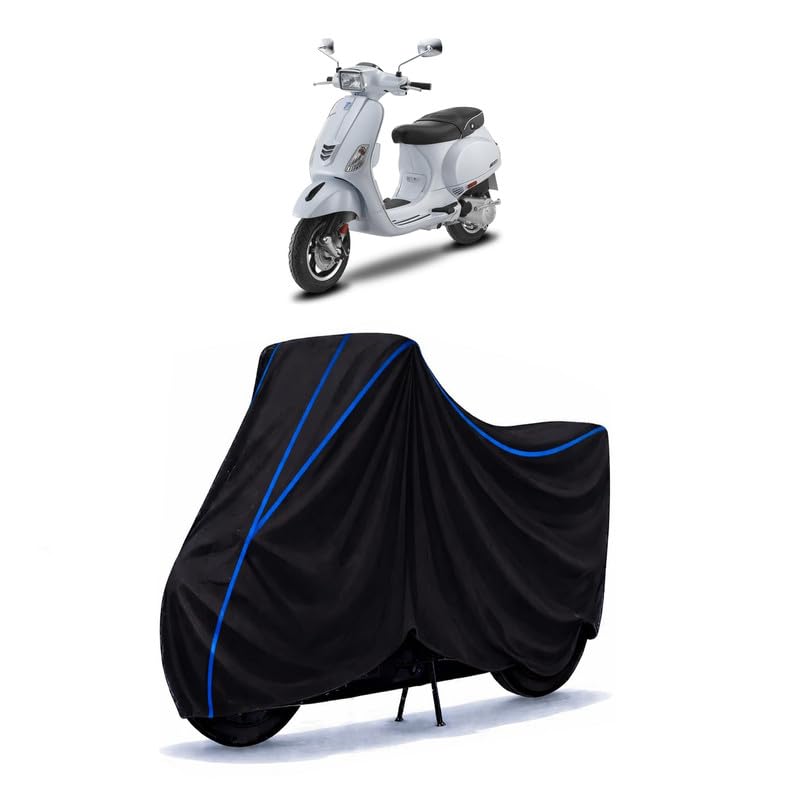 Image of Scooty Cover Water Resistant for SXL 125 | Universal Scooter & Bike Cover | Heavy Duty UV Protection | Dust, Rain & Scratch Protection | Elastic Fit All Weather Indoor Outdoor | Black with Blue Piping