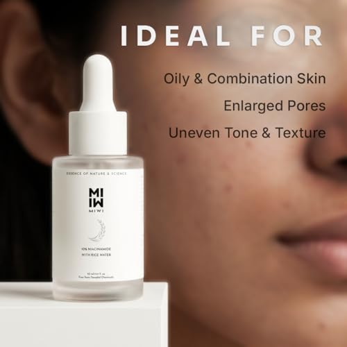 Image of MIWI 10% Niacinamide Serum for oily skin with Rice water and Hyaluronic Acid | For Dry skin, Acne Marks Reduction and Serum for Glowing skin | Face serum for women and men | for All Skin Types