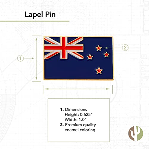 Image of Desert Cactus New Zealand Flag Lapel Pin NZL New Zealand Made of Metal for Formal Wear, Bag and Hat Jewelry, and Tie Tack