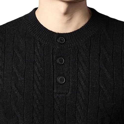DGHM-JLMY Mens Stand Collar Pullover Sweater Winter Chunky Thermal Sweaters Casual Cable Knitted Quarter Button Sweaters2