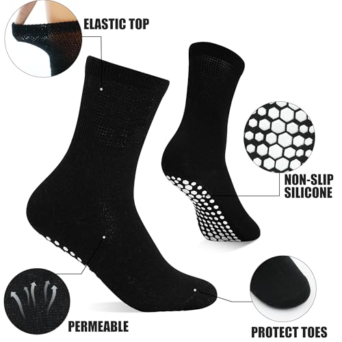 Image of ELUTONG Pilates Grip Socks for Women Non Slip Yoga Grippy Socks Woman for Pure Barre Ballet Dance Hospital 6 Pack