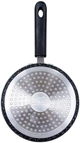 Scoville Neverstick 16cm Saucepan - Non-Stick, Anti-Scratch, Easy to Clean, Soft Touch Handle, Small Cooking Pot with Vented Glass Lid, Black
