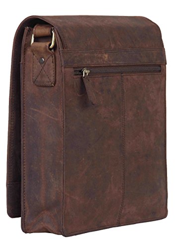 Image of LEADERACHI Vintage Hunter Leather Crossbody Messenger Bag For Mens.
