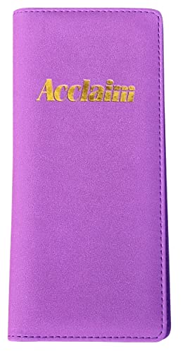 Acclaim Rigid Lawn Bowls Bowling Scorecard Holder Lightly Padded Plain Colour Sparkle Finish 23 cm x 11 cm with Spring Clip & Pen Loop (Purple)