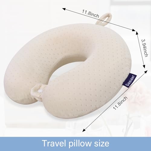 Memory Foam Neck Pillow Comfortable Travel Neck Pillow Neck and Head Support Lightweight Portable Airplane Travel Pillow for Sleeping, Traveling,Car, Train, Bus and Home Use Beige by Gosider - Image 3