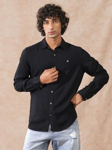 Image of WROGN Men's Linen Blend Shirt | Solid Styles | Slim Fit