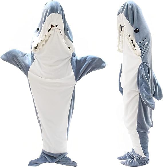 Shark Blanket, Shark Blanket Adultos, Tiburón Usable Sudadera con Capucha Franela Súper Suave Y Acogedora, Manta Tiburón Infantil, Regalos tiburón para Amantes los Tiburones,XXL(200CM)