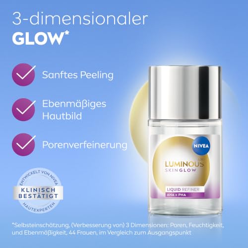 NIVEA Luminous630 Skin Glow Set, Gesichtspflege Set mit Feuchtigkeitsserum (1 × 30 ml & 1 × 15 ml) und Liquid Refiner (100 ml)… – Ansicht 5