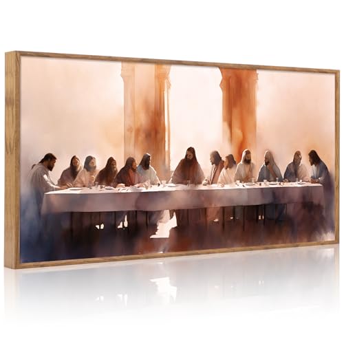 Aurlan The Last Supper Framed Canvas Wall Art 40x20 Inch