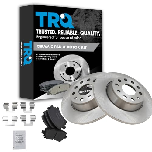 Image of TRQ Rear Ceramic Brake Pad and Rotor Set