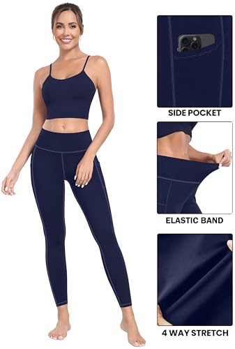 Image of MIRITY Yoga Leggings with Pockets for Women - High Waist Tummy Control Pants for Workout Pack of 4