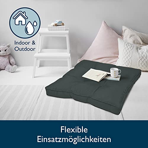 Beautissu Lounge Kissen Outdoor 70x70 cm Grau – Bequemes Sitzkissen Gartenstuhl 10 cm dick Sitzpolster Auflagen für Rattanmöbel Gartenmöbel Polster für Stühle Sessel Stuhlauflage Indoor – xLuna