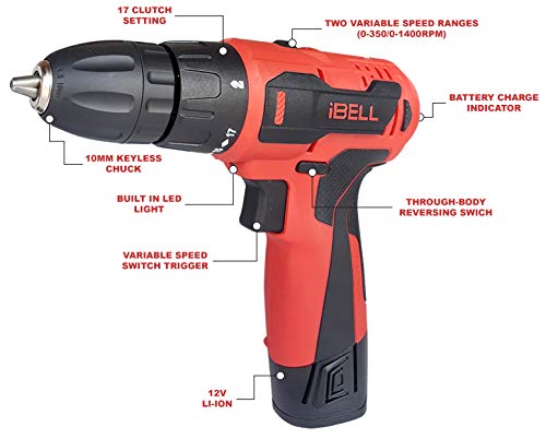 iBELL Cordless Drill Driver CD12-74, 12 