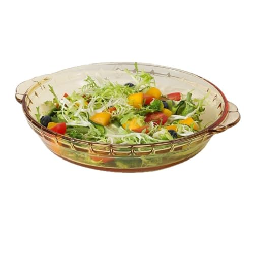 Vlfn 耐熱ガラスベーキングトレイアワビプレート家庭用食器オーブン電子レンジ加熱専用器具焼き飯プレート (7インチ スモール アンバー プレート)