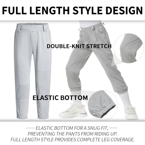 QBK 2T/3T/4T/5T to Youth Toddler Boys Baseball Pants Girl Softball Pants Kids Tee Ball Pants with Side Piping/Braid2