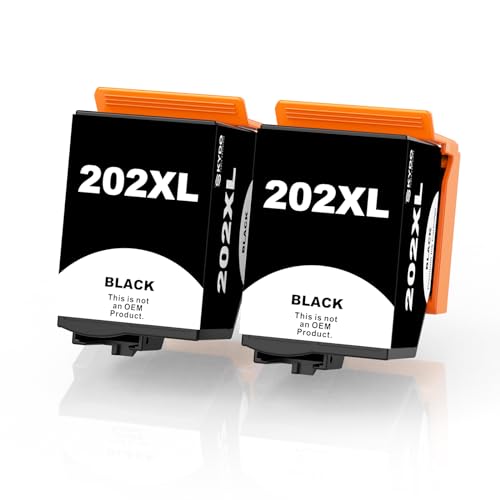 Skydo Cartuccia d'inchiostro 202XL 202 XL Multipack Compatibile con 202XL Sostituzione per Expression Premium XP-6000 XP-6005 XP-6100 XP-6105 XP-6001 XP6005 Stampante (2 Nero)