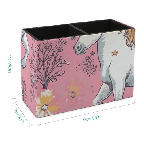 Porte-stylo en cuir double compartiment motif licorne - 3