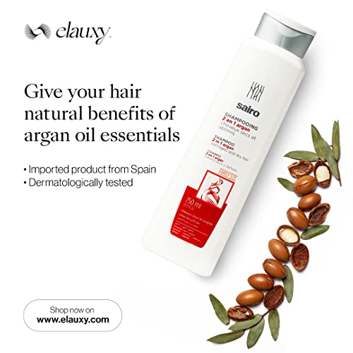 Image of Sairo 2 in 1 Argan Shampoo [ IMPORTED FROM SPAIN ]+ Hair brush combo Hair Growth & Hair fall control Silky, Shiny, Smooth Hair Wet Hair Massaging 750ML
