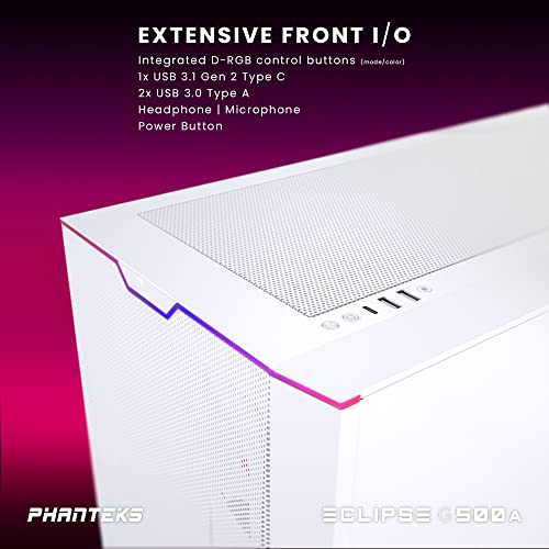 Phanteks Eclipse G500A Mid Tower Case, Drgb, Matte White #TOP7