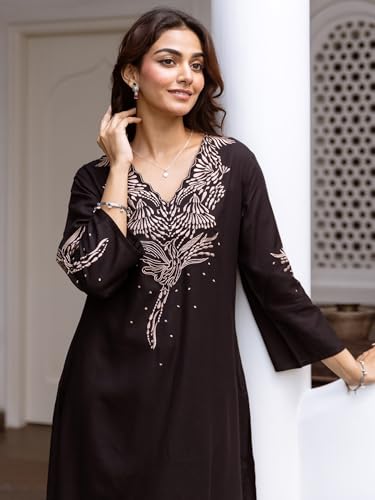 Image of INDO ERA Womens Viscose Rayon Printed Kurta Pant Set