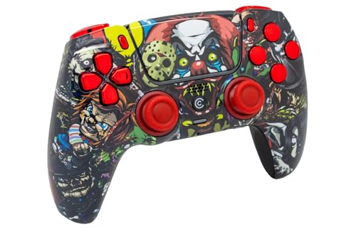Image of Custom Controllerzz Custom Wireless Controller Compatible with PS5 - Multiple Designs Available (Scary Party & Red Chrome Inserts)