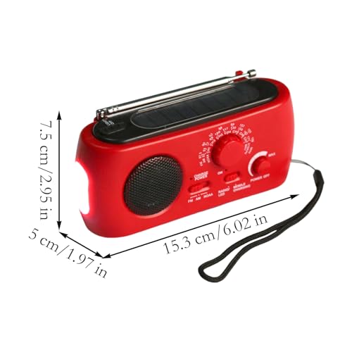 Radio con manivela para emergencias sin batería con linterna AM/FM 5