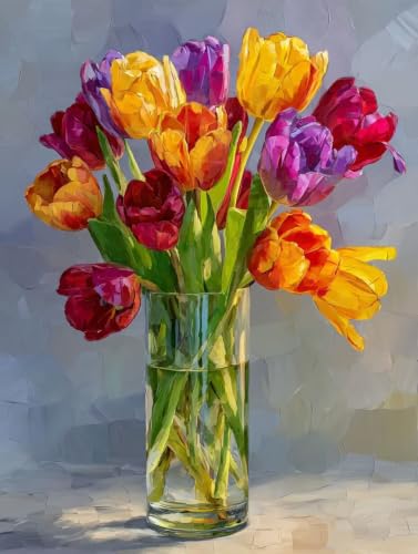 Pintar por numeros tulipanes abstractos para conectar con tu arte