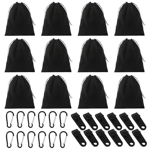 VUTYNKO Pavillon Gewichtstasche Set, 12 Stück Sandsäcke mit Karabiner und Clips, Sandsäcke zum Beschweren Winddichte Beschwerung für Außenvorhänge Zelte Tischdecken