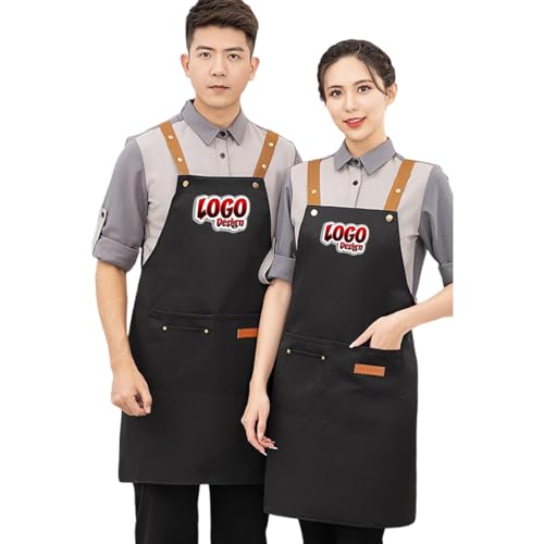 Cyber Monday Deals Delantal personalizado para hombres y mujeres, delantales de cocina con bolsillos para cocinar, Negro, 29In * 26In