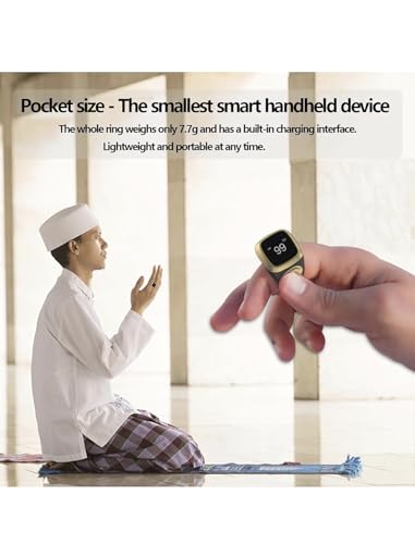 Image of Zikr Ring, Smart Tasbih Zikr Ring, Ring Count Reminder, Muslim Prayer Timing Reminder, LED Display, Bluetooth Connection, Multi-time Optional-20mm (Black)