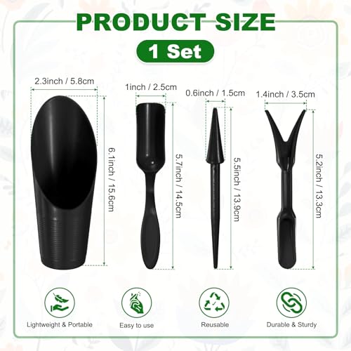 Set de 4 herramientas de mano para jardinería de plástico miniatura 3