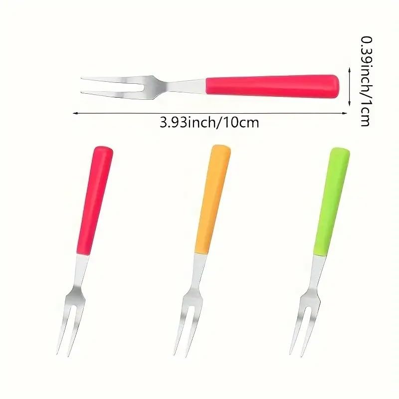 Image of Multipurpose Lightweight Stainless Steel Mini Fruit Fork for Fruit Picks Sticks,Appetizers Sushi Cake Cocktail Multicolor 6 Pcs (Size : 10CM)