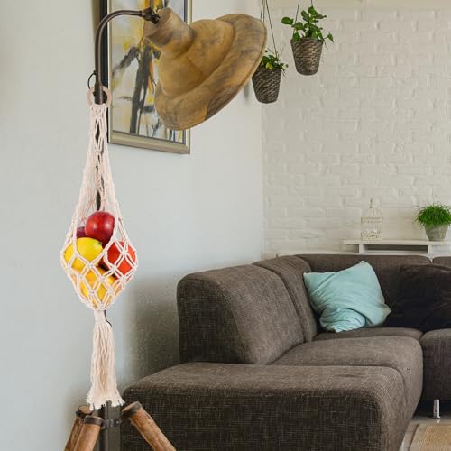 Cesta colgante de cuerda de algodón para frutas y verduras 5