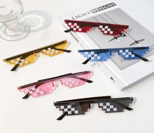 Image of STORE 2508 Pixelated Thug Life Party glasses Gangster Gangsta Life Funny Novelty Shades, Photo Props Unisex Sunglasses Eyeglasses