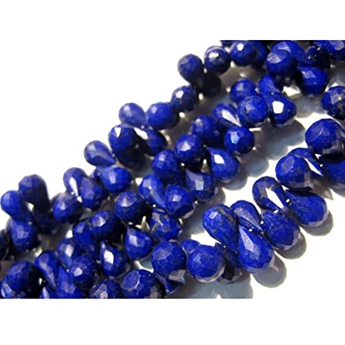 Perles lapis-lazuli de 7x10mm en forme de briolette facettée pour enfilage et collier