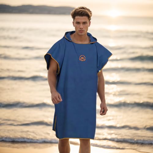 ele ELEOPTION Bade Poncho Microfiber Tauchmantel schnell trocknenden Mantel für Schwimmen Surfing Strand Neoprenanzug (Dunkelblau)