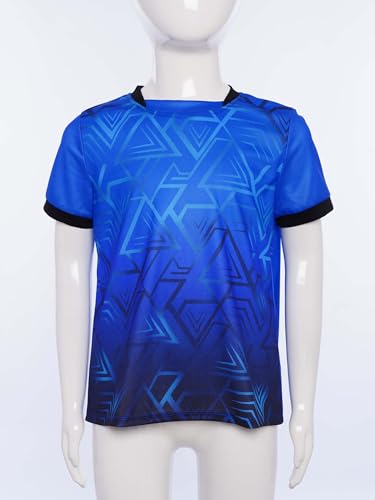 Kids Soccer Sports Top Football Tshirt Boys Short Sleeve Stylish Geometric Printed Basketball Jersey3