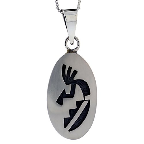 Sterling Silver Oval Kokopelli Pendant Handmade, (33X19 Mm) #TOP13
