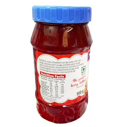 Image of Manama Strawberry Fruit Jam and Raspberry Fruit Jam 500GMS Each, Pack of 2