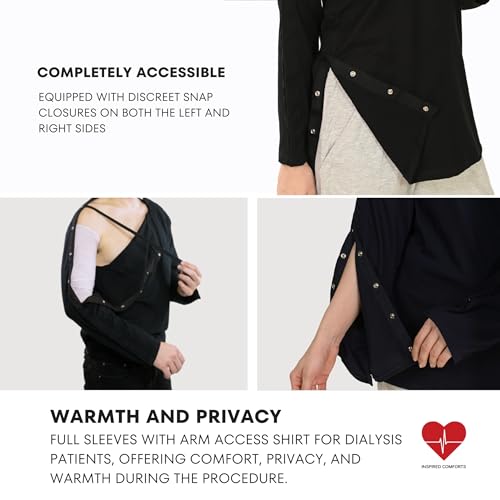 Inspired Comforts Unisex Post-Surgery/Dialysis Shirt | Full Tearaway Design with Easy-Open Shoulder, Arm & Side Snaps2
