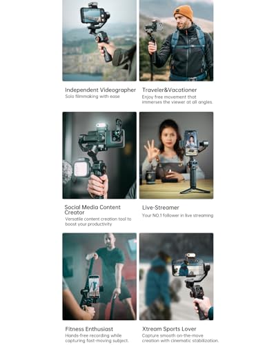 Image of hohem iSteady M6 Kit Gimbal Stabilizer for Smartphone,3-Axis Phone Gimbal with AI Tracking Sensor Magnetic Fill Light 0.91-inch OLED Display Max Payload 400g,Gimbal Stabilizers for iPhone Android