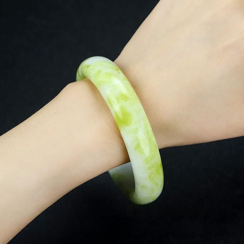 Jade Stone Bangle Bracelet -Round Multi-Polished Design with Box, Feng Shui Good Luck Accessory, Positive Energy Gift for Women Men - Image 4